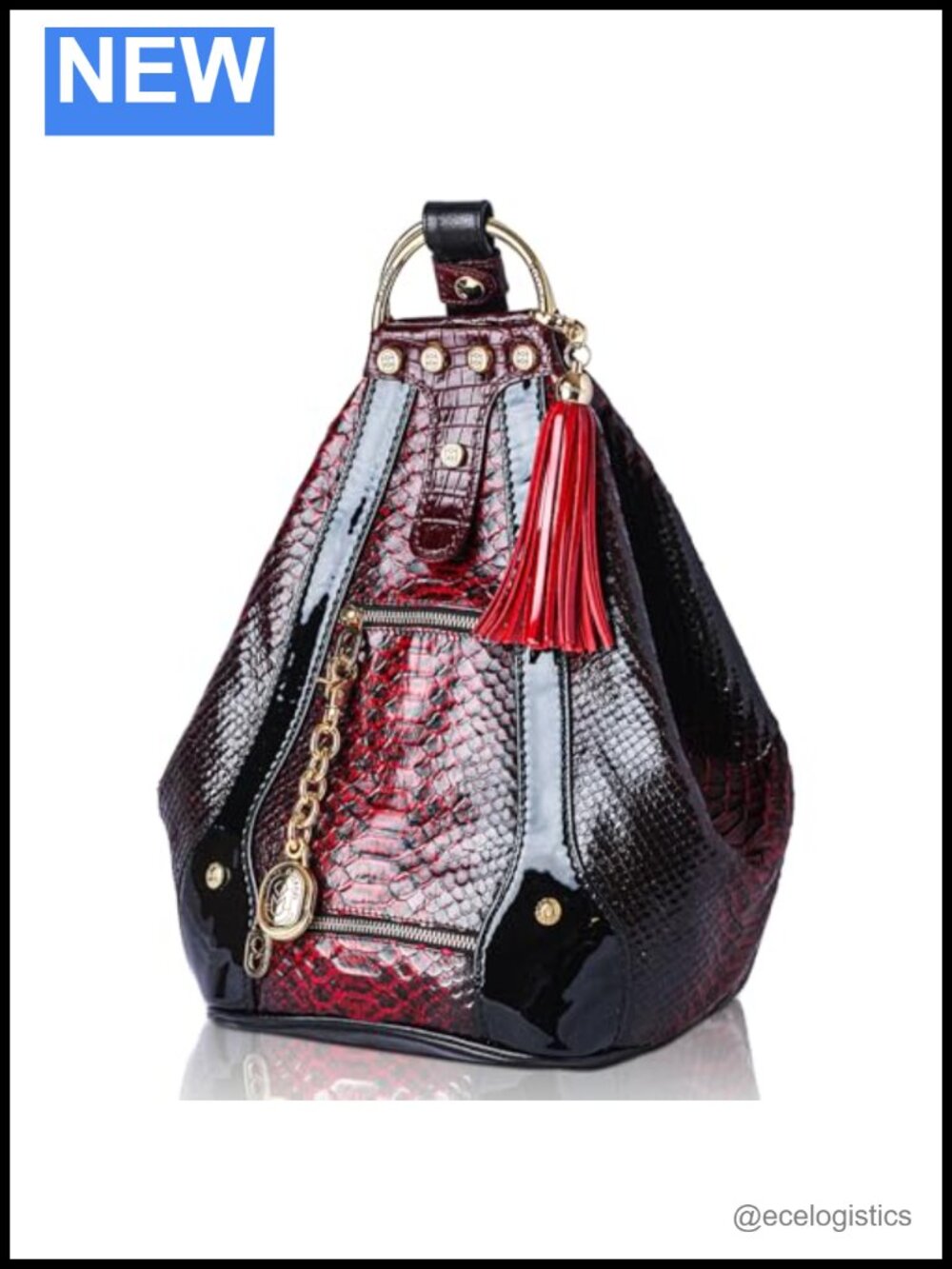 Genuine Leather Python Embossed Bucket Purse Tote Handbag for Women Large